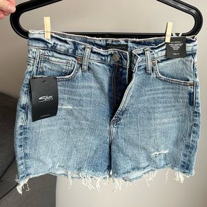 Silver High Rise Demin Shorts